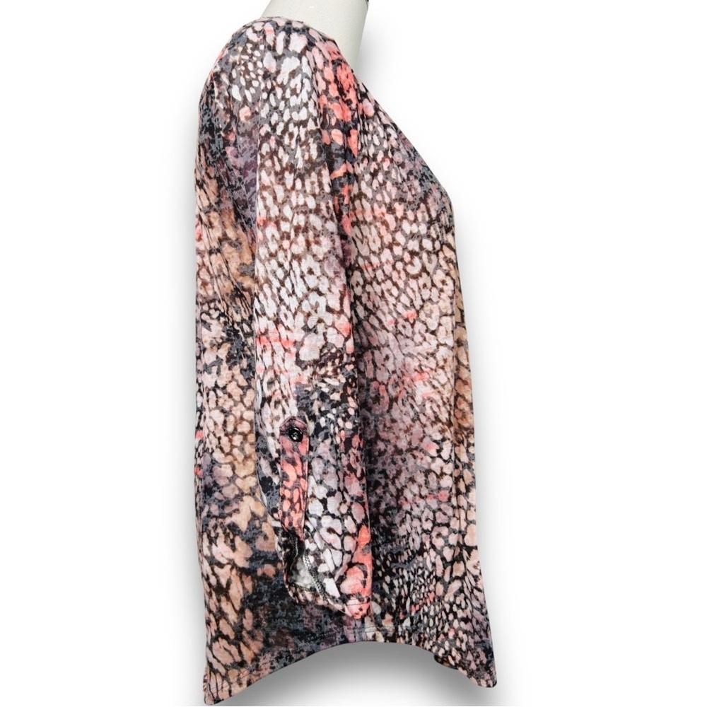 4/$20 Wallis Petite Abstract Print Blouse Sheer Button Front Top Small - Picture 4 of 6
